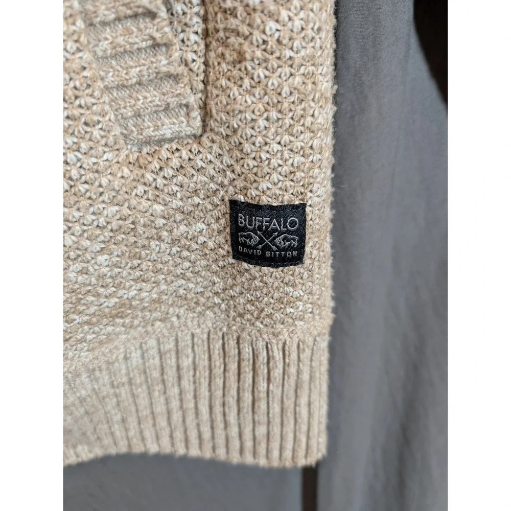 Buffalo David Bitton Cable Knit‎ Sweater Zip Up Men XL Tan